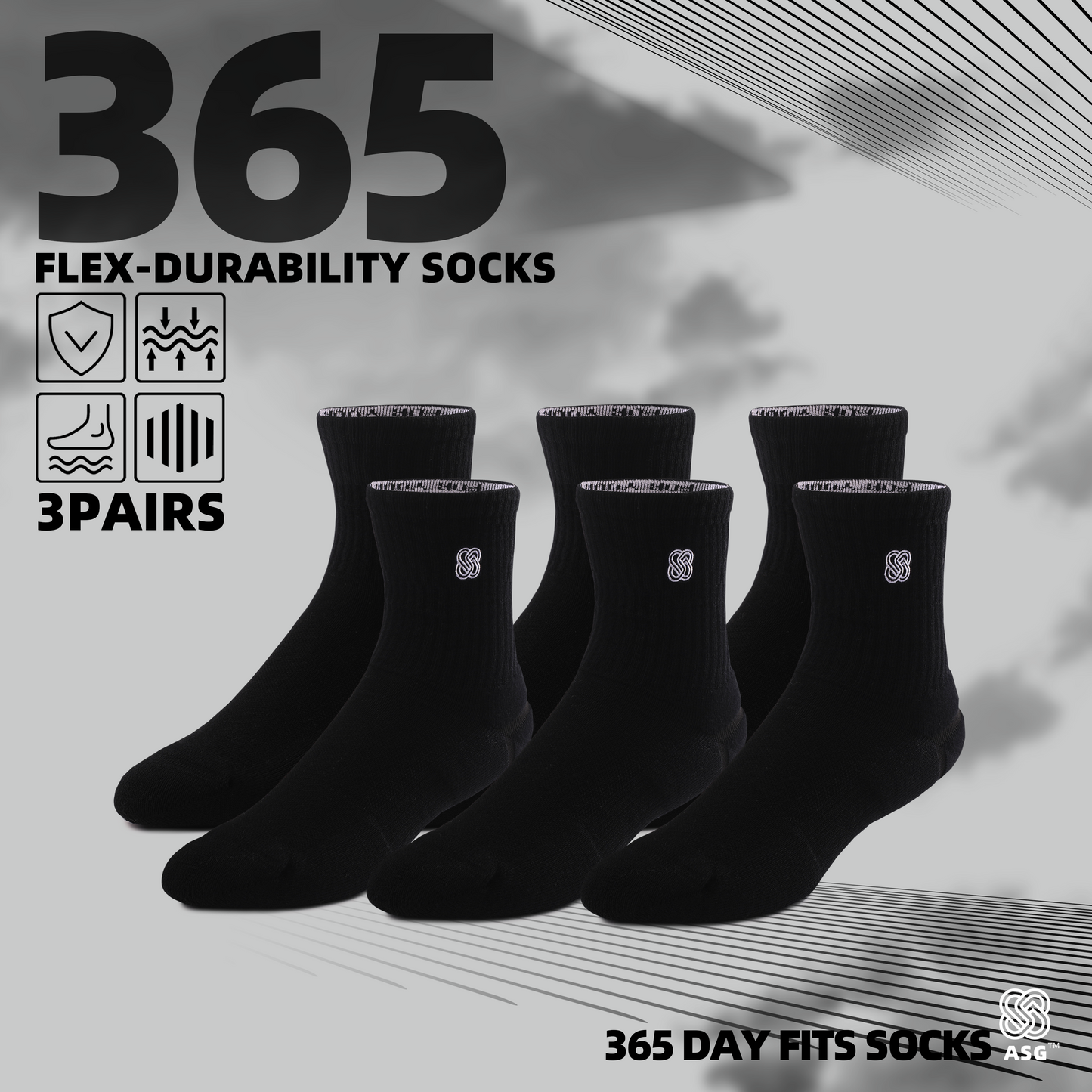 ASG 365 sports socks (Pack of 3)