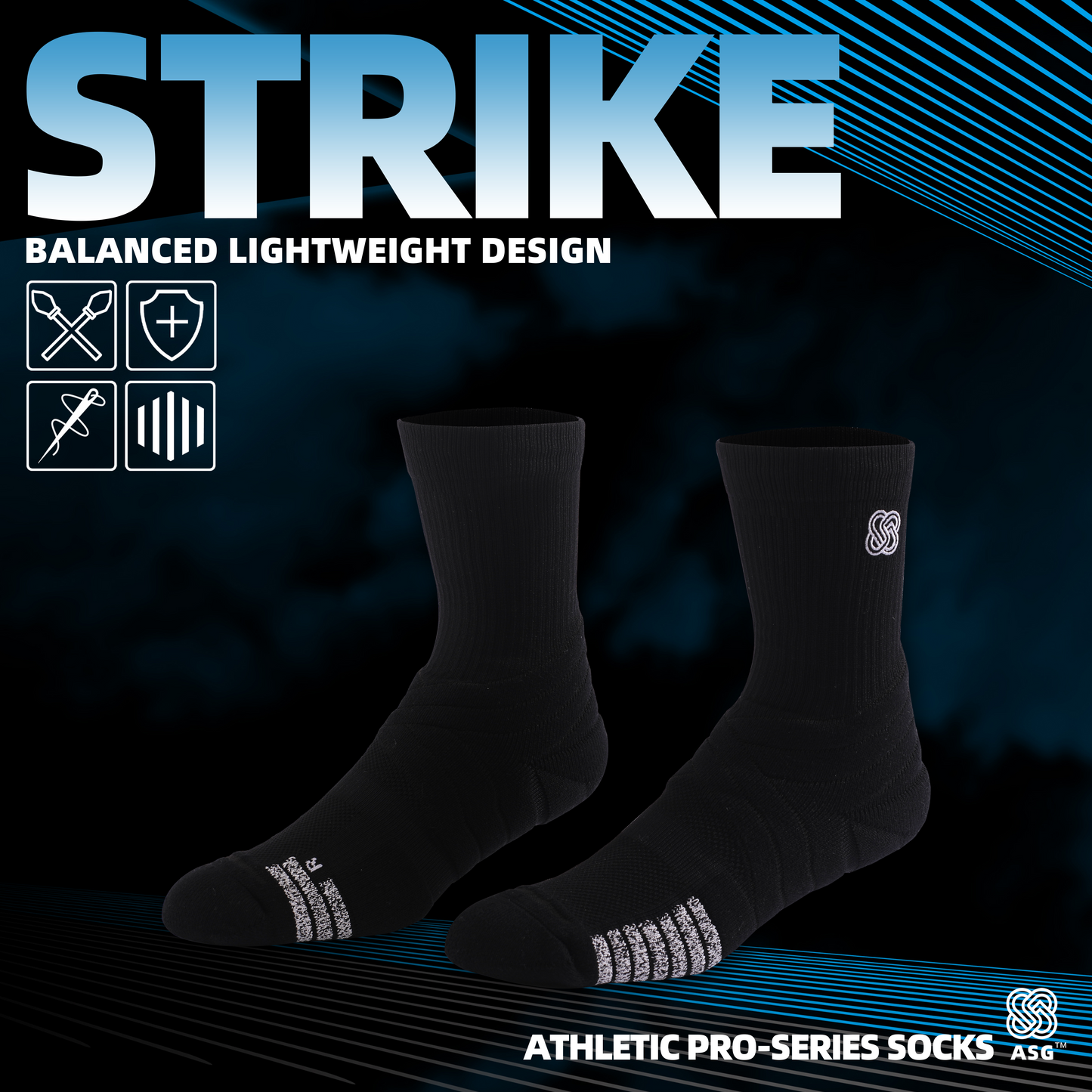 ASG Strike Basketball Socks – Moisture-Wicking, Non-Slip Grip