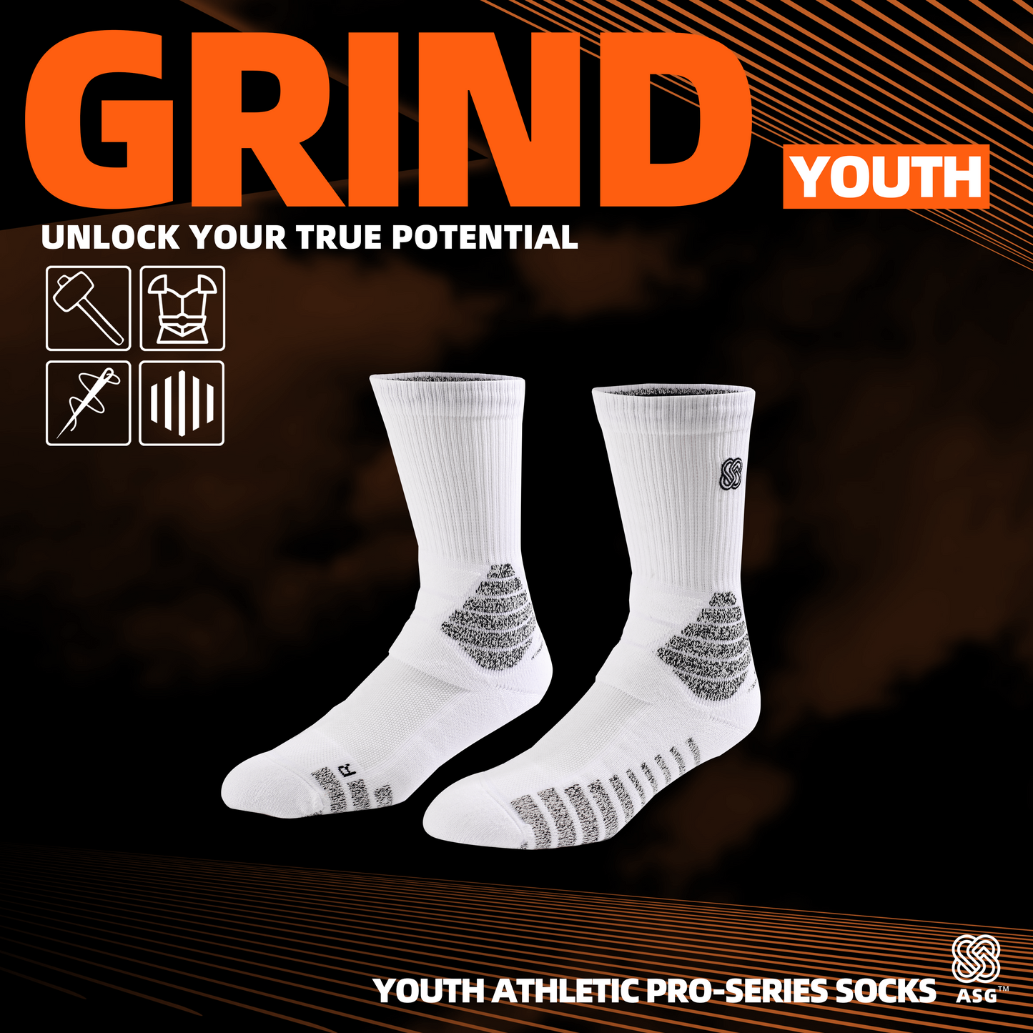 ASG youth grind basketball socks