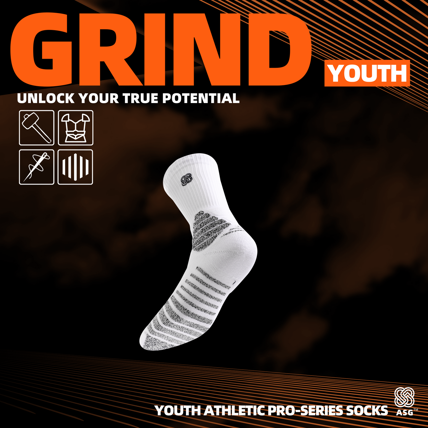 ASG youth grind basketball socks