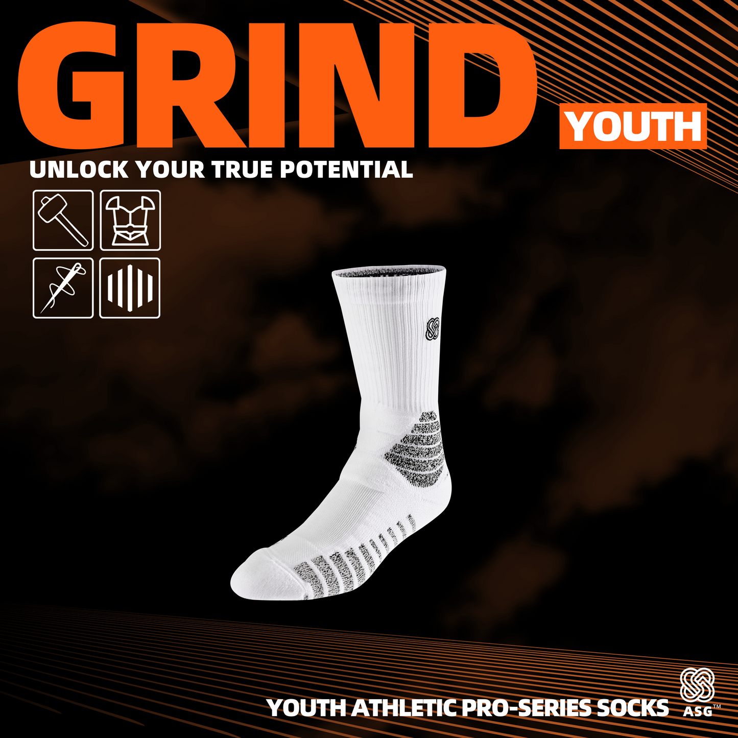 ASG youth grind basketball socks