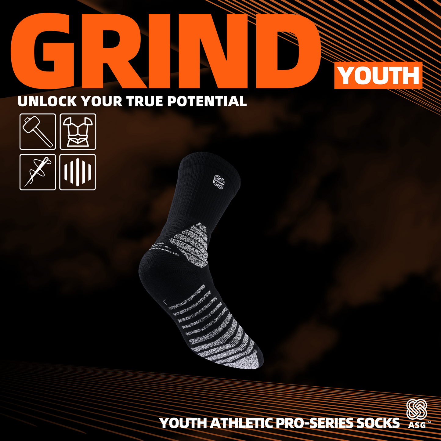 ASG youth grind basketball socks